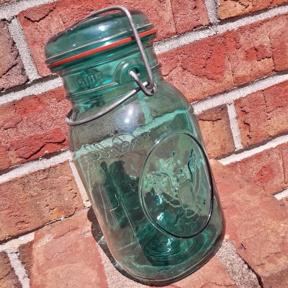 Ball Mason Jar Teal Blue Glass with Lid Wide Mouth - Picture 6 of 16